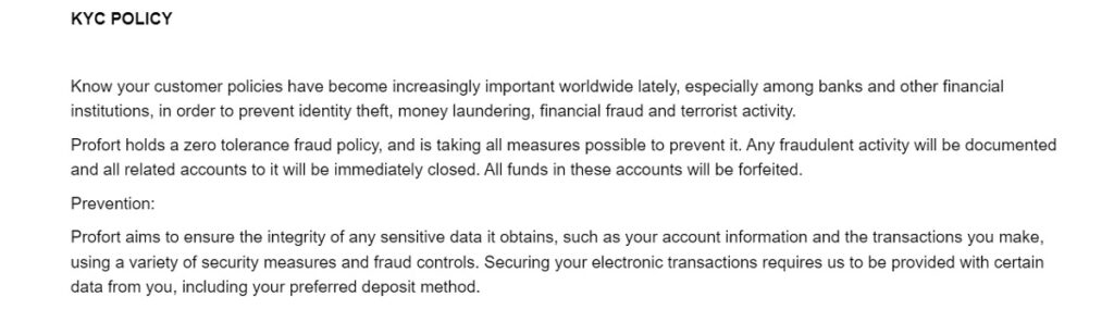 Profort Trading Compliant With Kyc And Aml Regulations