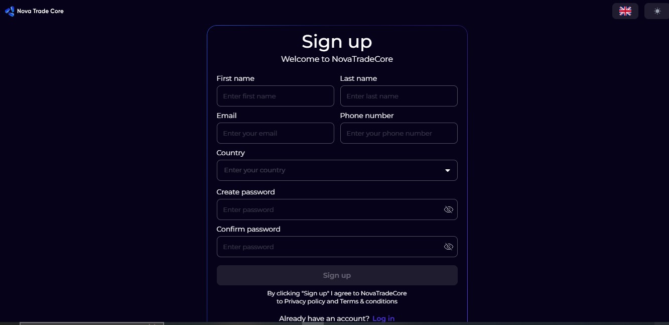 Novatradecore Signup Page Novatradecore Signup Page