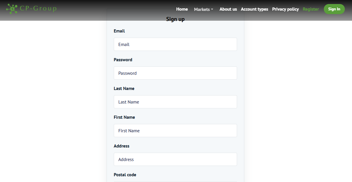CP-Group Account Registration Process
